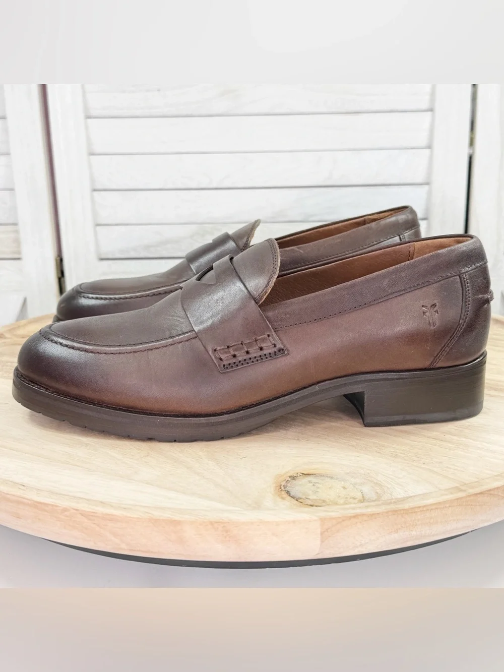 Frye Melissa Lug Sole Leather Loafer Shoes Brown Women’s 9 Preppy Academia